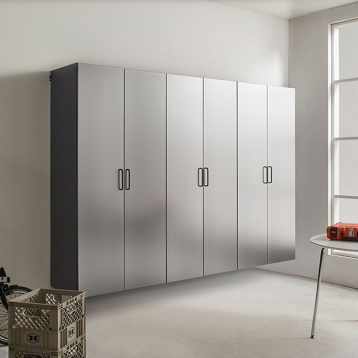 94.5-Inch Metallic Gray Garage Cabinet Set with Soft-Close Drawers & Doors