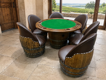 Whiskey & Wine Barrel Poker Table Set with 6 Chairs