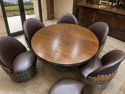 Whiskey & Wine Barrel Poker Table Set with 6 Chairs