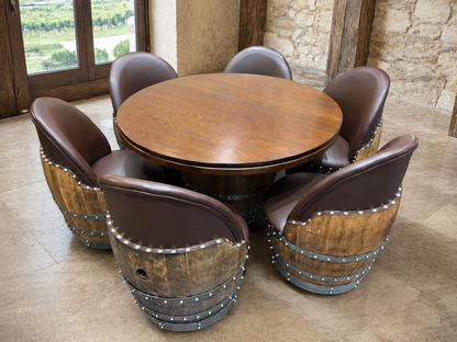 Whiskey & Wine Barrel Poker Table Set with 6 Chairs