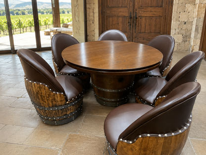 Whiskey & Wine Barrel Poker Table Set with 6 Chairs