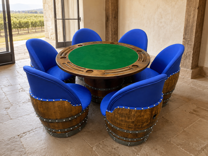 Whiskey & Wine Barrel Poker Table Set with 6 Chairs