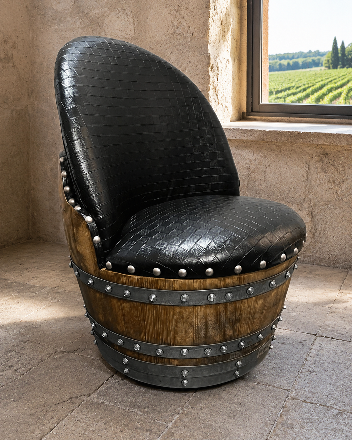 Whiskey & Wine Barrel Poker Table Set with 6 Chairs