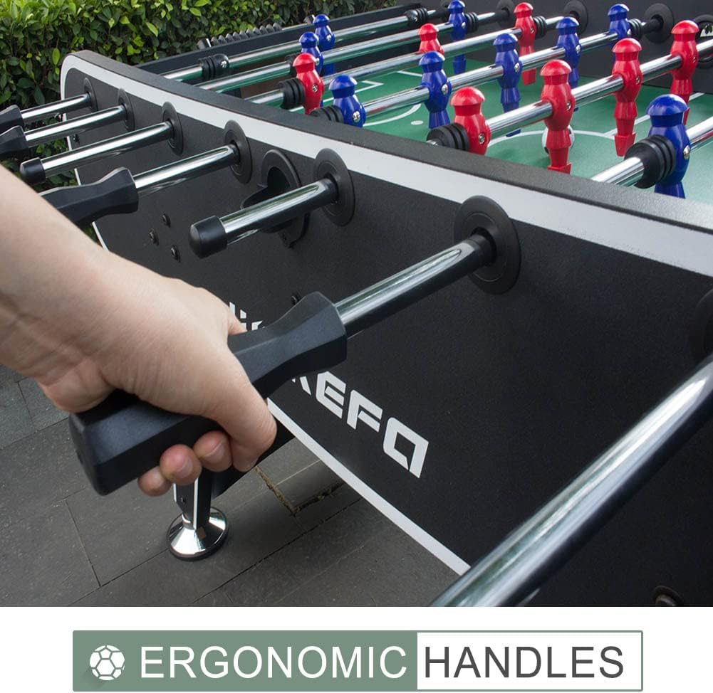 56-Inch Black Foosball Table with 2 Drink Holders