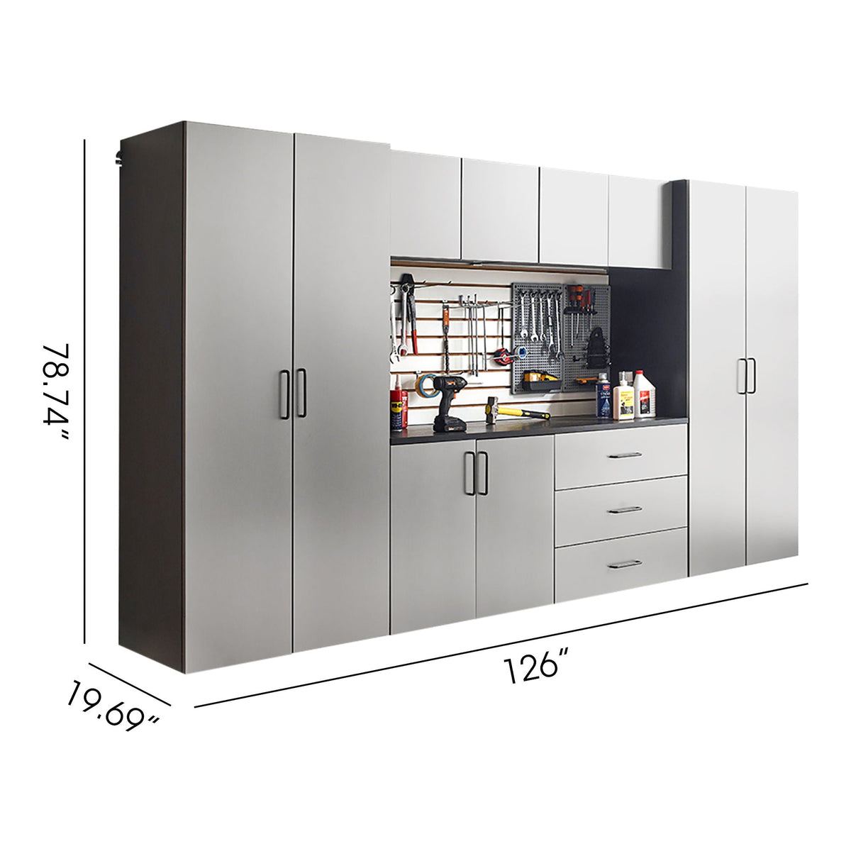 Astro Series Set A Garage Cabinets with Soft-Close Drawers & Doors – Metallic Gray