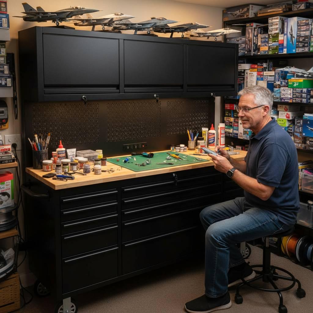 GT7218 72-Inch Rolling Tool Chest with Upper Cabinet, Pegboard, LED Light & Power