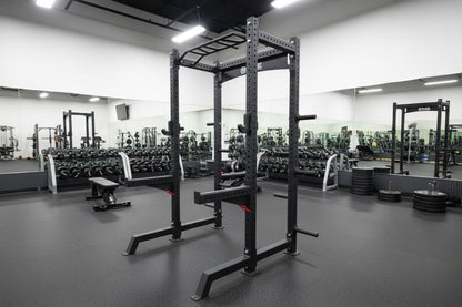 SFE Commercial Squat Rack with Safety Catches, Weight Storage & Olympic Barbell