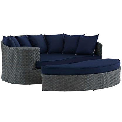 Modway Sojourn Outdoor Patio Daybed with Sunbrella Cushions and Retractable Canopy