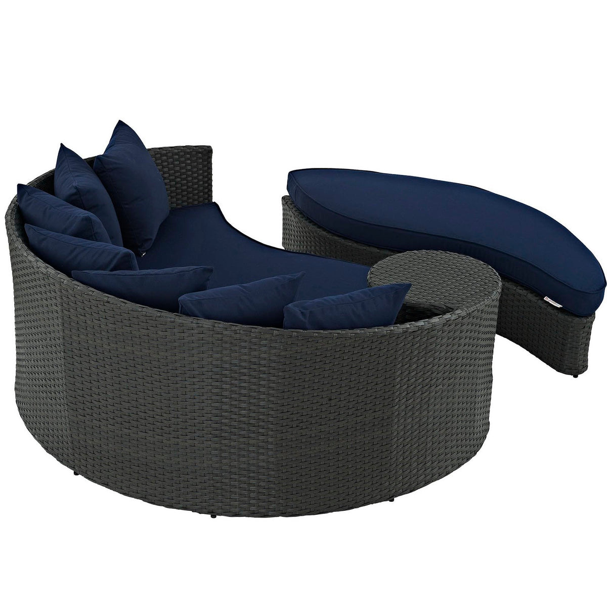 Modway Sojourn Outdoor Patio Daybed with Sunbrella Cushions and Retractable Canopy