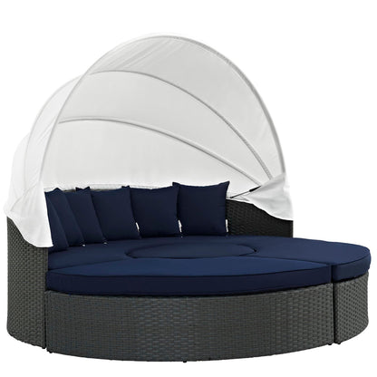 Modway Sojourn Outdoor Patio Daybed with Sunbrella Cushions and Retractable Canopy