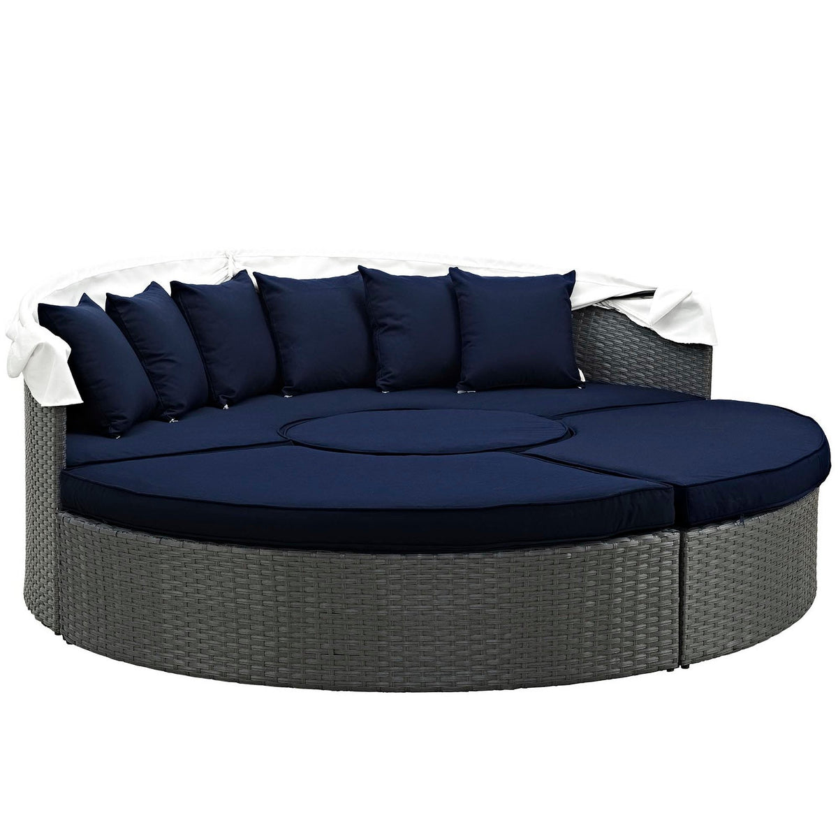 Modway Sojourn Outdoor Patio Daybed with Sunbrella Cushions and Retractable Canopy