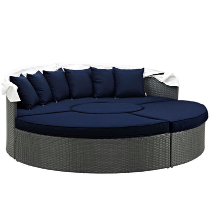 Modway Sojourn Outdoor Patio Daybed with Sunbrella Cushions and Retractable Canopy