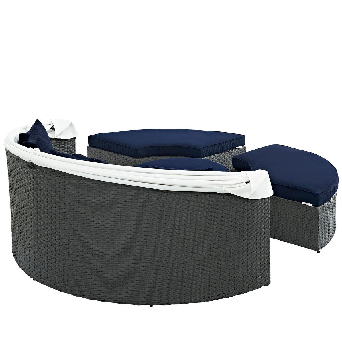 Modway Sojourn Outdoor Patio Daybed with Sunbrella Cushions and Retractable Canopy