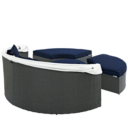 Modway Sojourn Outdoor Patio Daybed with Sunbrella Cushions and Retractable Canopy
