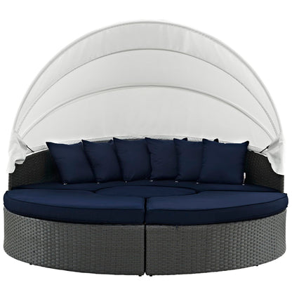 Modway Sojourn Outdoor Patio Daybed with Sunbrella Cushions and Retractable Canopy