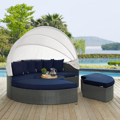 Modway Sojourn Outdoor Patio Daybed with Sunbrella Cushions and Retractable Canopy