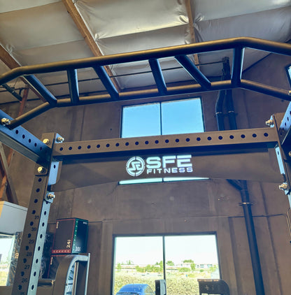 SFE Commercial Squat Rack with Safety Catches, Weight Storage & Olympic Barbell