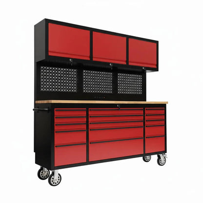 GT7218 72-Inch Rolling Tool Chest with Upper Cabinet, Pegboard, LED Light & Power