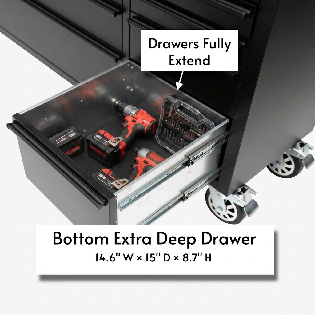 GT7218 72-Inch Rolling Tool Chest with Upper Cabinet, Pegboard, LED Light & Power