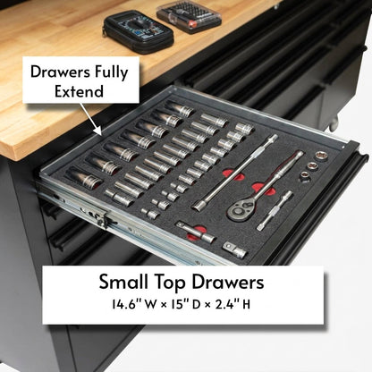 GT7218 72-Inch Rolling Tool Chest with Upper Cabinet, Pegboard, LED Light & Power
