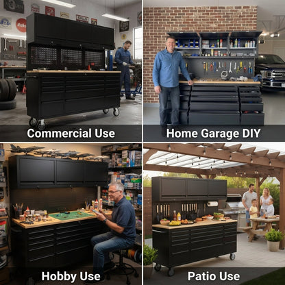 GT7218 72-Inch Rolling Tool Chest with Upper Cabinet, Pegboard, LED Light & Power