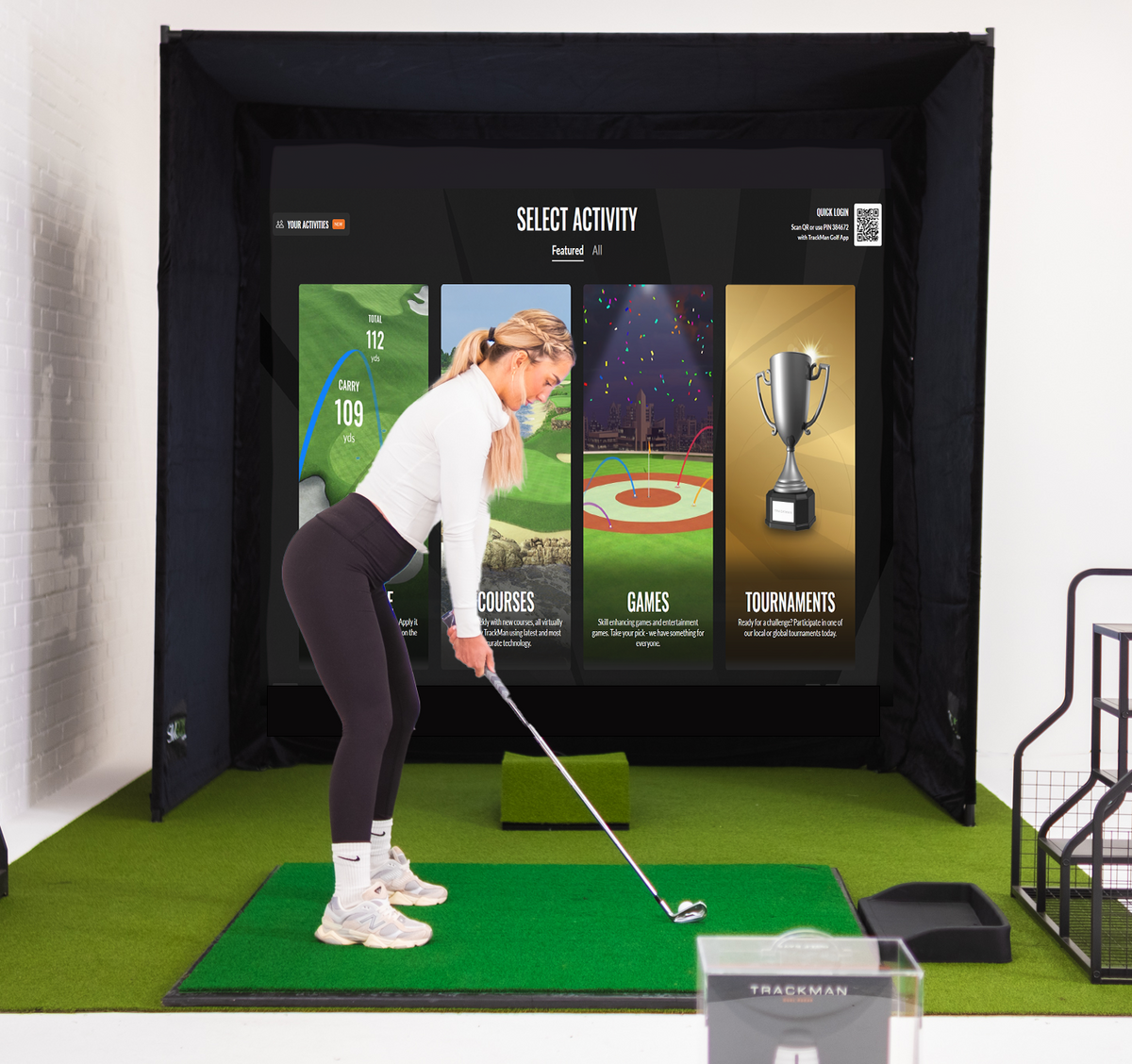 GolfBays SimBox Golf Simulator Enclosure with PRO+ Screen