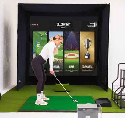 GolfBays SimBox Golf Simulator Enclosure with PRO+ Screen