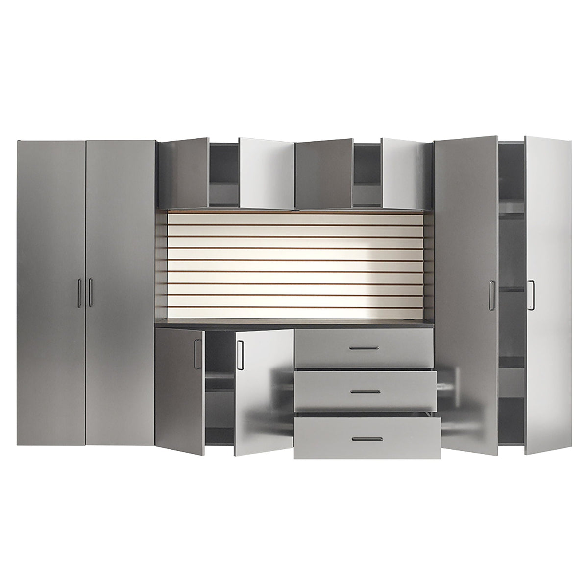 Astro Series Set A Garage Cabinets with Soft-Close Drawers & Doors – Metallic Gray