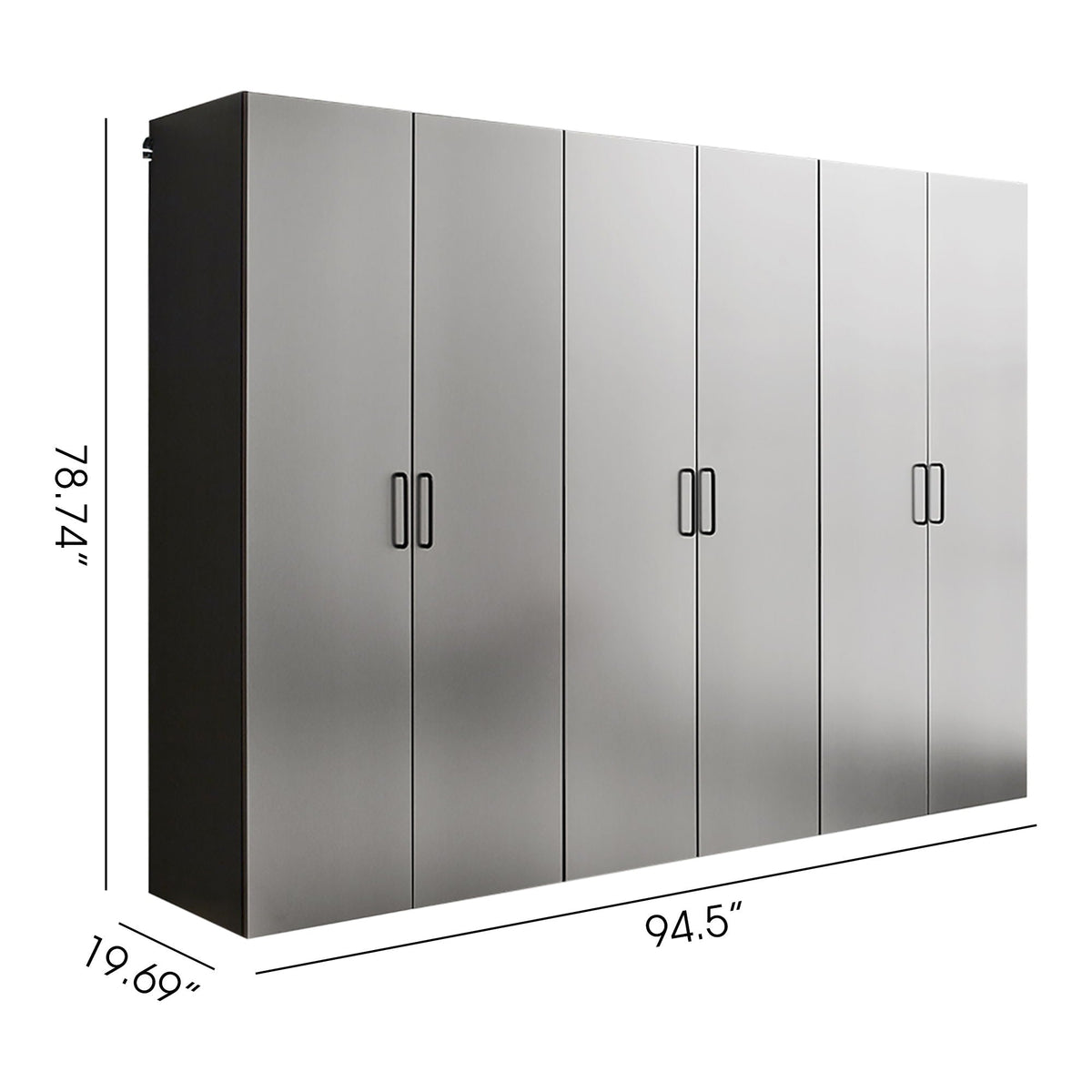 94.5-Inch Metallic Gray Garage Cabinet Set with Soft-Close Drawers & Doors