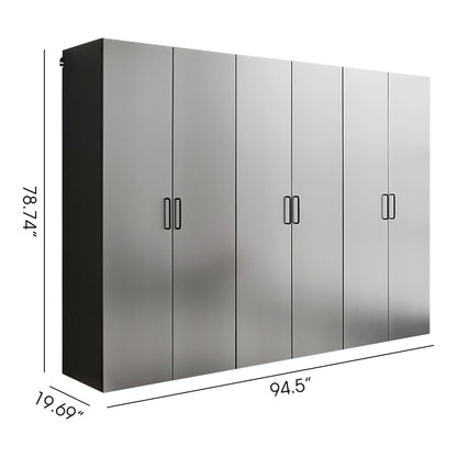 94.5-Inch Metallic Gray Garage Cabinet Set with Soft-Close Drawers & Doors