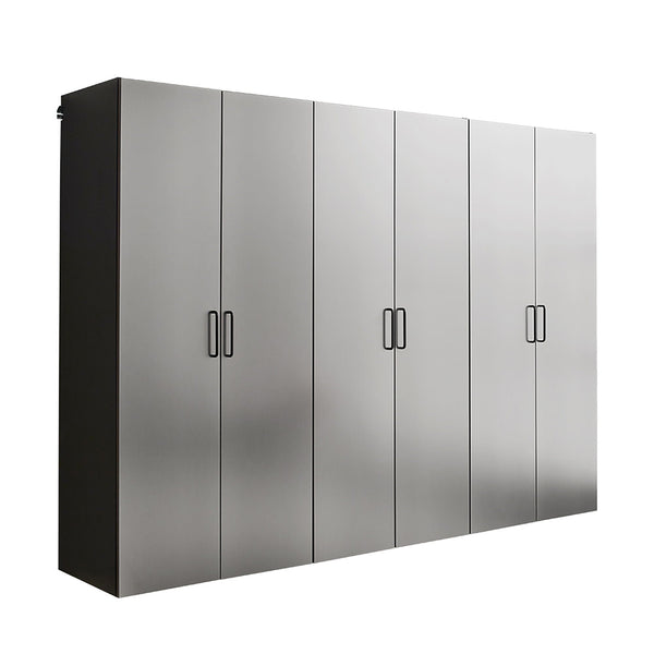 94.5-Inch Metallic Gray Garage Cabinet Set with Soft-Close Drawers & Doors