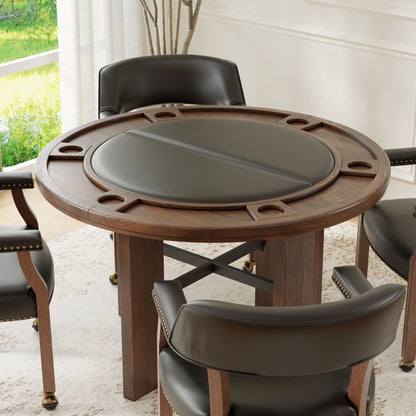 Gorman 2-in-1 Dining and Game Table – Walnut Brown