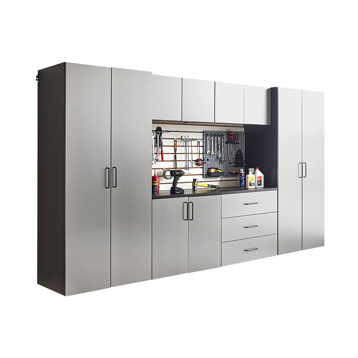 Astro Series Set A Garage Cabinets with Soft-Close Drawers & Doors – Metallic Gray