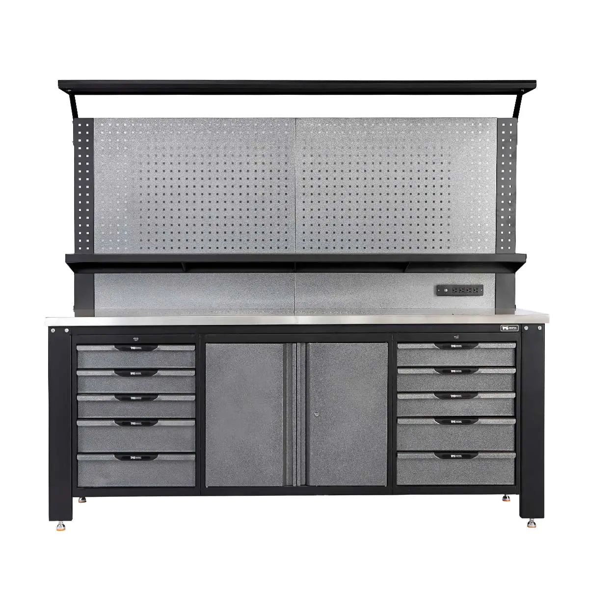 TMG-WBC07 Steel Garage Workbench with Pegboards & Lockable Storage