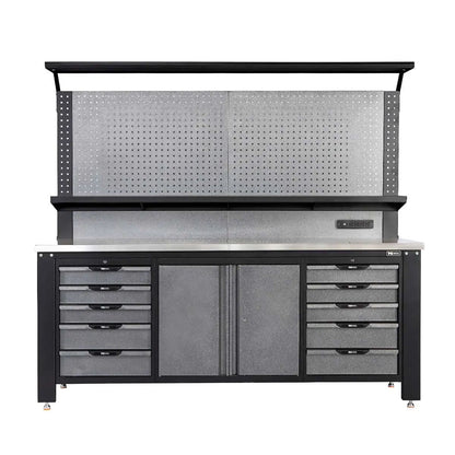 TMG-WBC07 Steel Garage Workbench with Pegboards & Lockable Storage