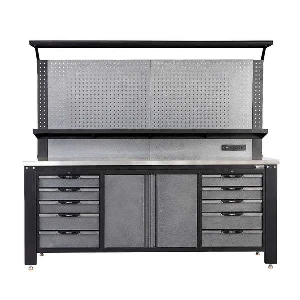 TMG-WBC07 Steel Garage Workbench with Pegboards & Lockable Storage