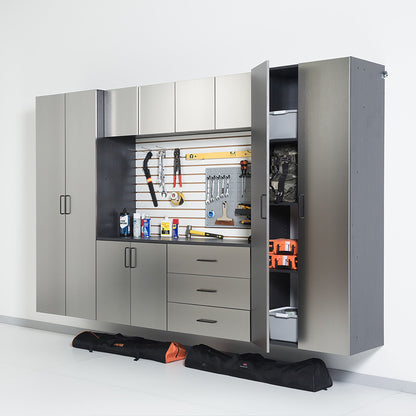 Astro Series Set A Garage Cabinets with Soft-Close Drawers & Doors – Metallic Gray