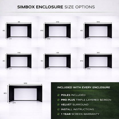 GolfBays SimBox Golf Simulator Enclosure with PRO+ Screen