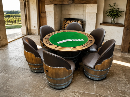 Whiskey & Wine Barrel Poker Table Set with 6 Chairs